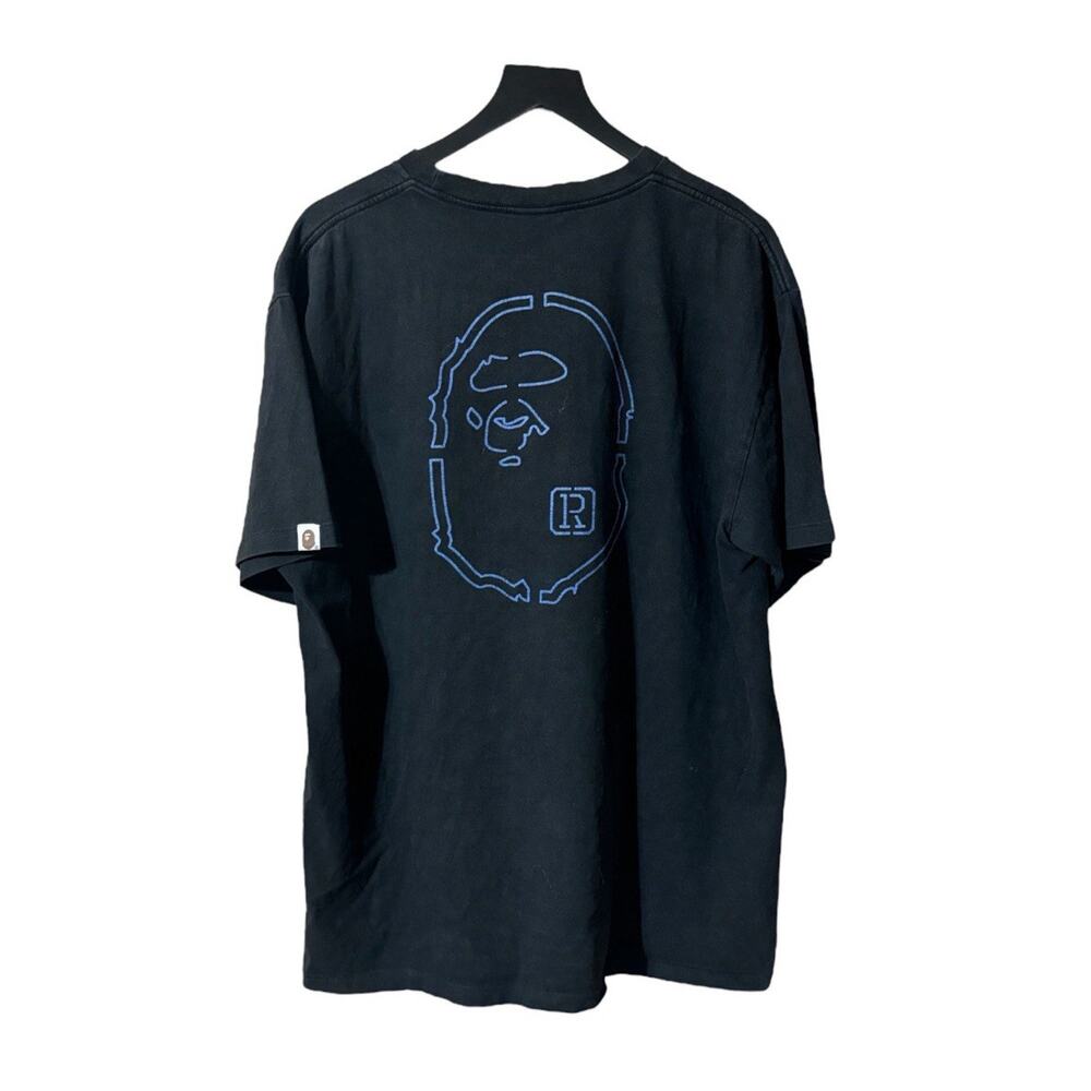 A Bathing Ape Bape front and back Black Crew Neck T-Shirt Size XXLarge